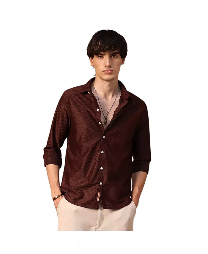 Мужская рубашка шоколадно-коричневого цвета с медовым узором Campus Sutra, коричневый
Мужская рубашка шоколадно-коричневого цвета с медовым узором Campus Sutra, коричневый