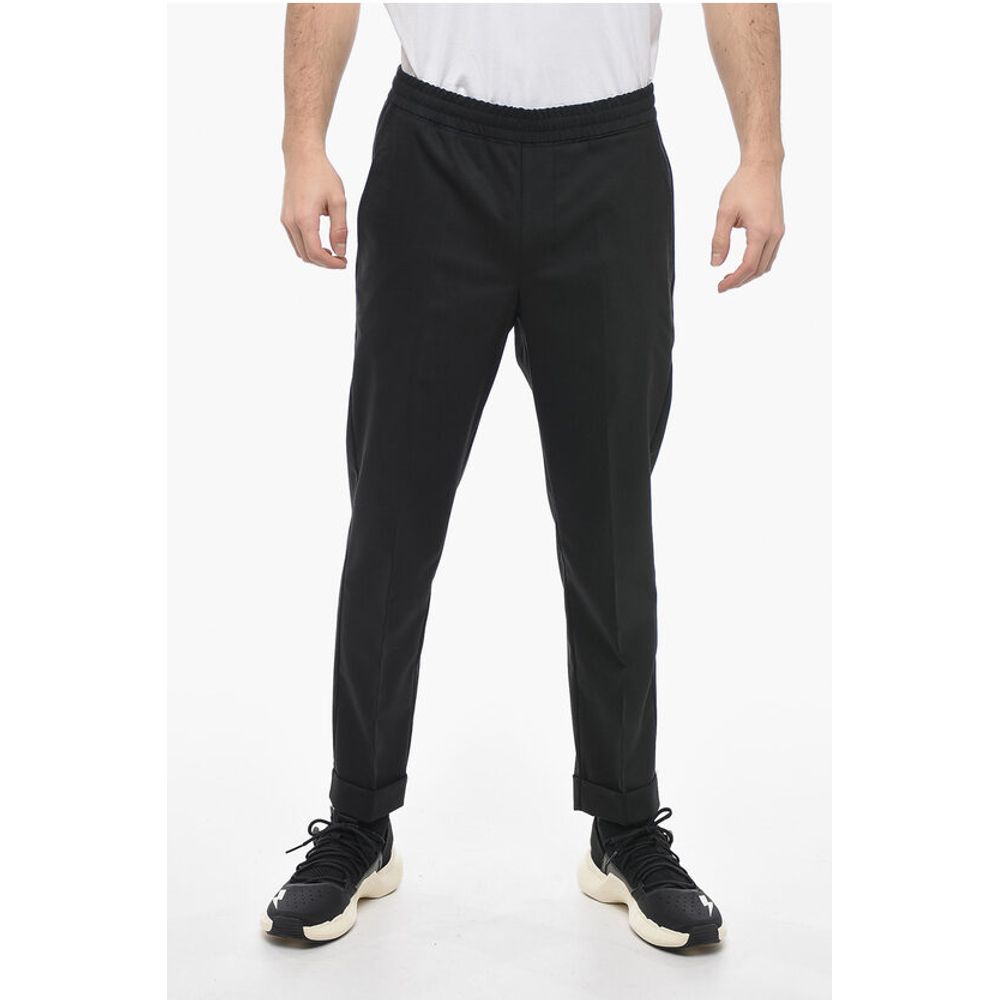 Брюки REM Slim Fit из смеси шерсти с эластичным поясом Neil Barrett, Black 
Брюки REM Slim Fit из смеси шерсти с эластичным поясом Neil Barrett, Black