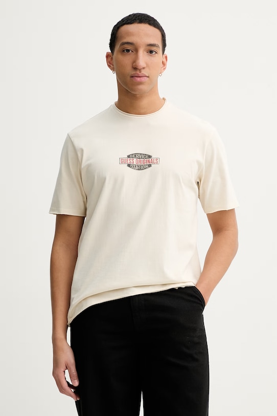 Хлопковая футболка Guess Originals, бежевый
Хлопковая футболка Guess Originals, бежевый