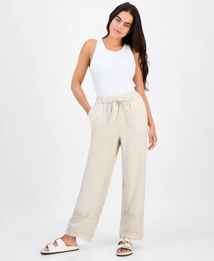 Маленькие широкие брюки из льняной ткани с кружевными вставками And Now This, коричневый/бежевый
Маленькие широкие брюки из льняной ткани с кружевными вставками And Now This, коричневый/бежевый