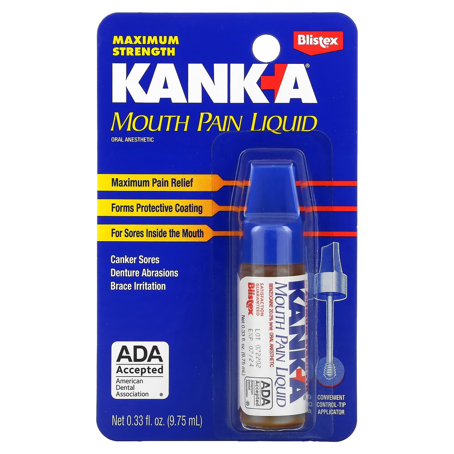 Жидкость Blistex Kank-A для снятия болей во рту, 9,75 мл
Жидкость Blistex Kank-A для снятия болей во рту, 9,75 мл