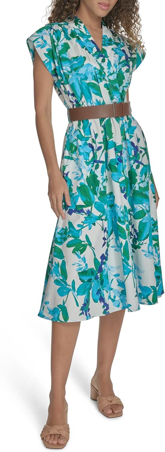 Женское хлопковое платье миди с короткими рукавами и поясом Calvin Klein, Kelly Multi
Женское хлопковое платье миди с короткими рукавами и поясом Calvin Klein, Kelly Multi