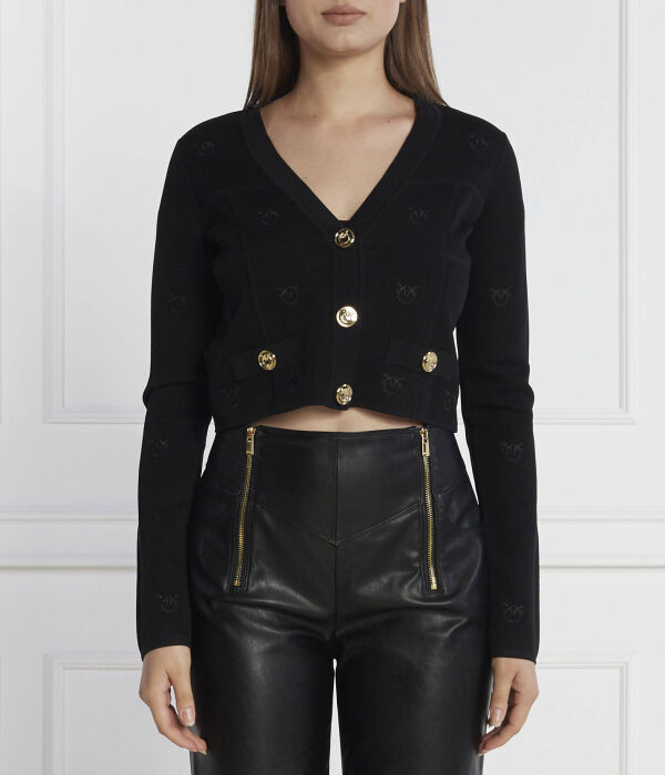 Кардиган женский Pinko укороченный с золотыми пуговицами, черный
Кардиган женский Pinko укороченный с золотыми пуговицами, черный