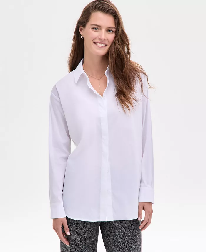 Женская рубашка на пуговицах спереди со спущенным плечом Anne Klein, белый
Женская рубашка на пуговицах спереди со спущенным плечом Anne Klein, белый