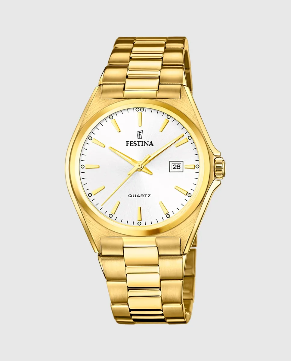 Мужские часы F20555/2 Classic Steel из позолоченной стали Festina, золото 
Мужские часы F20555/2 Classic Steel из позолоченной стали Festina, золото