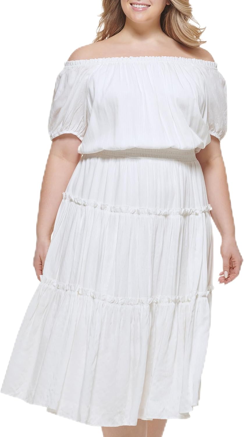 Женское шифоновое платье миди с открытыми плечами от Tommy Hilfiger, Ivory
Женское шифоновое платье миди с открытыми плечами от Tommy Hilfiger, Ivory