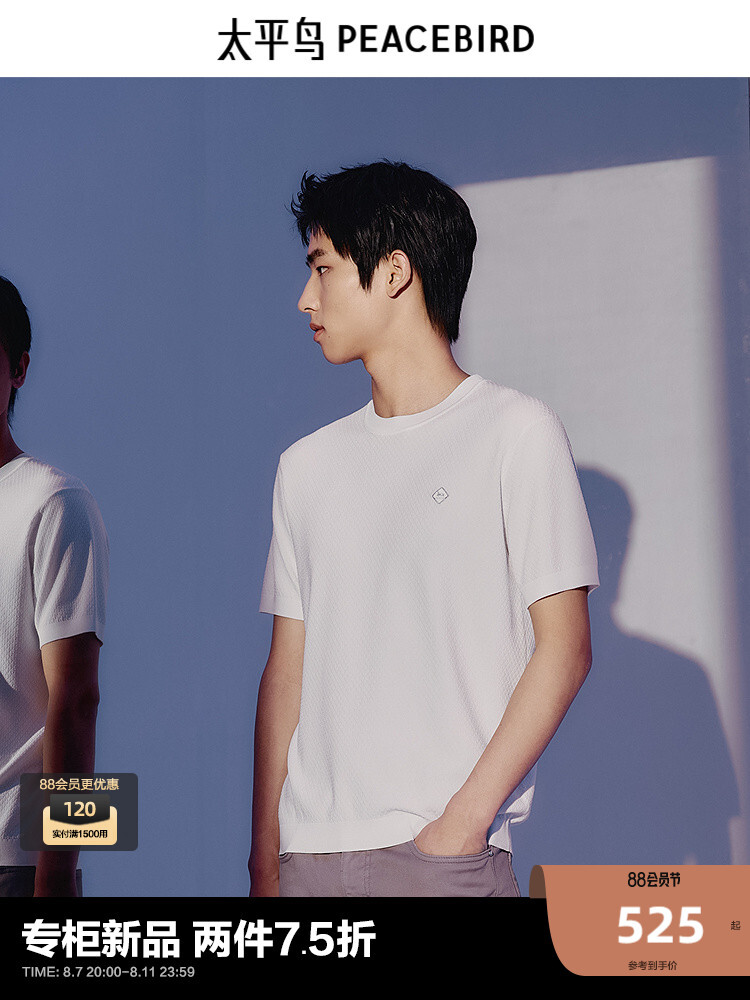 Мужская футболка Peacebird с короткими рукавами с вышивкой, белый
Мужская футболка Peacebird с короткими рукавами с вышивкой, белый