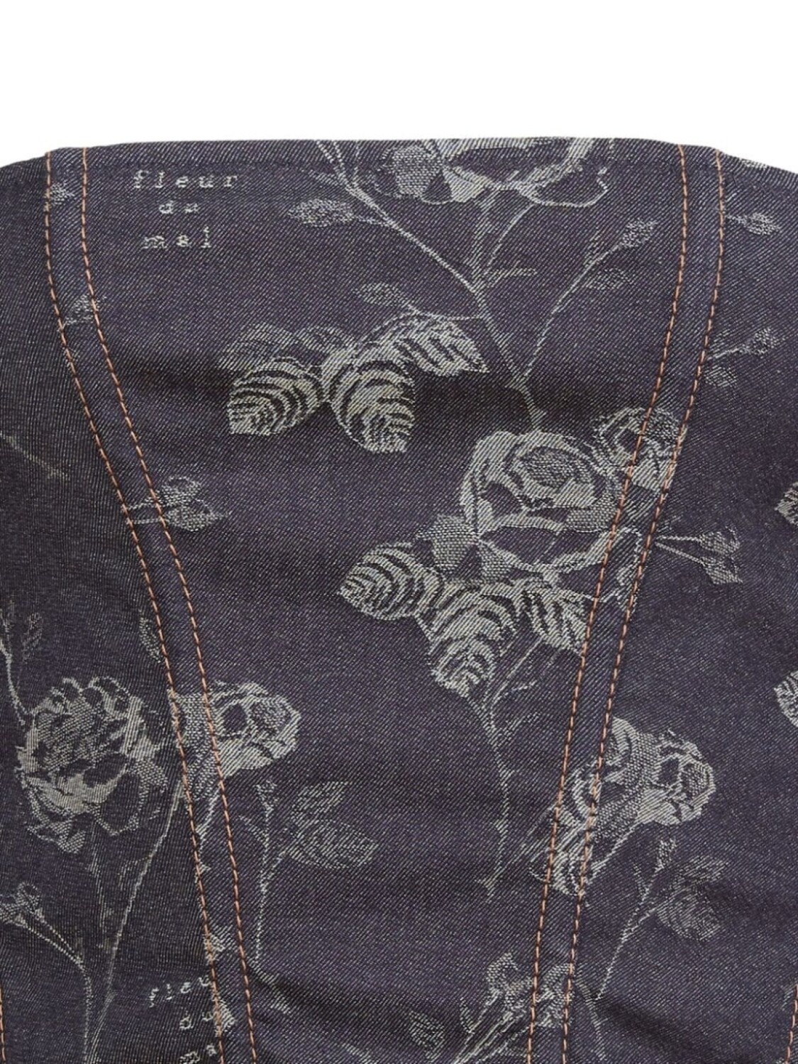 Fleur Du Mal жаккардовый корсет без бретелей, синий 
Fleur Du Mal жаккардовый корсет без бретелей, синий