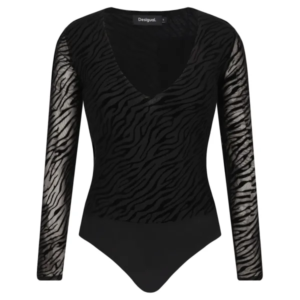 Тонкое подтянутое боди Desigual, черный 
Тонкое подтянутое боди Desigual, черный