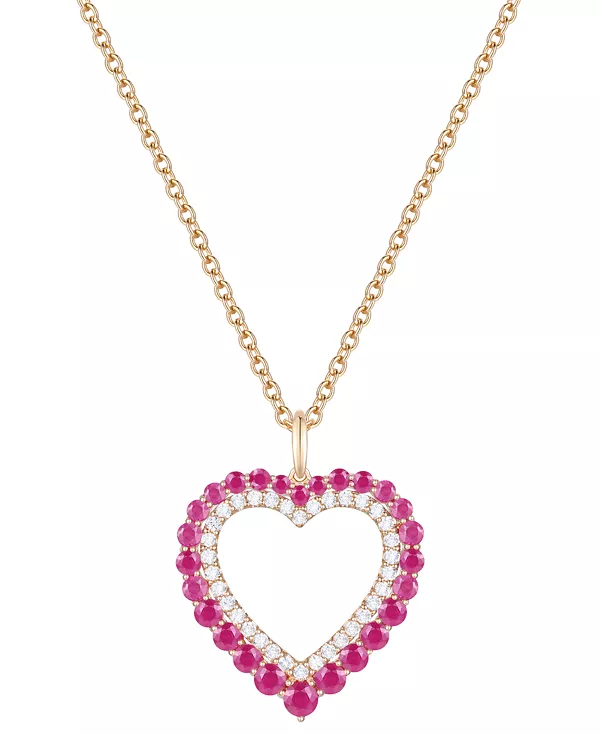 Ожерелье с подвеской в форме сердца из 18-дюймового золота с рубинами (1-1/4 карата) и бриллиантами (1/4 карата) из 14-каратного золота Macy'S, ruby
Ожерелье с подвеской в форме сердца из 18-дюймового золота с рубинами (1-1/4 карата) и бриллиантами (1/4 карата) из 14-каратного золота Macy'S, ruby