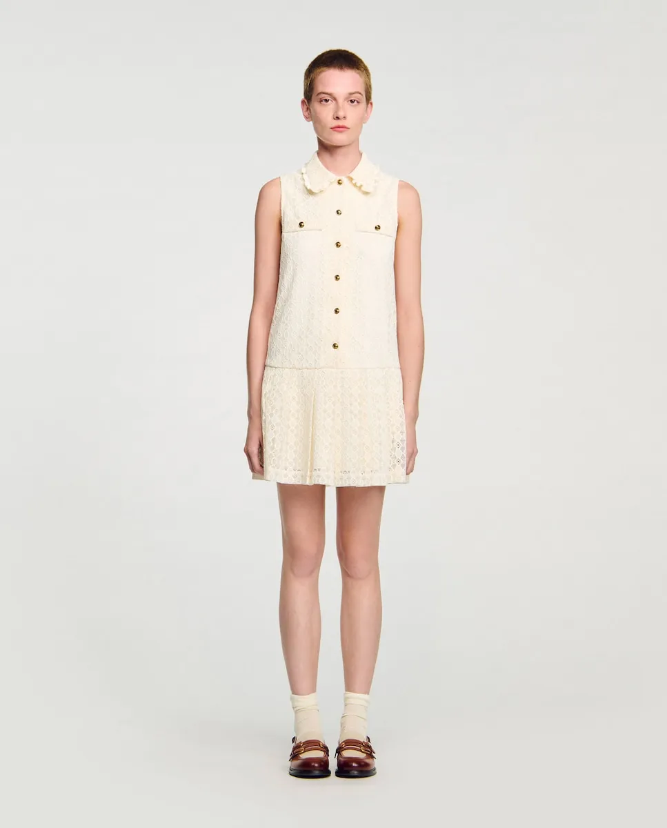 Короткое кружевное платье Sandro, белый
Короткое кружевное платье Sandro, белый