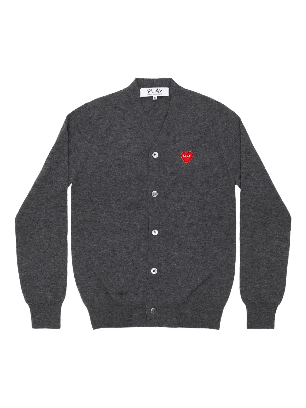 Кардиган с аппликацией в виде сердца Comme Des Garçons Play, серый
Кардиган с аппликацией в виде сердца Comme Des Garçons Play, серый