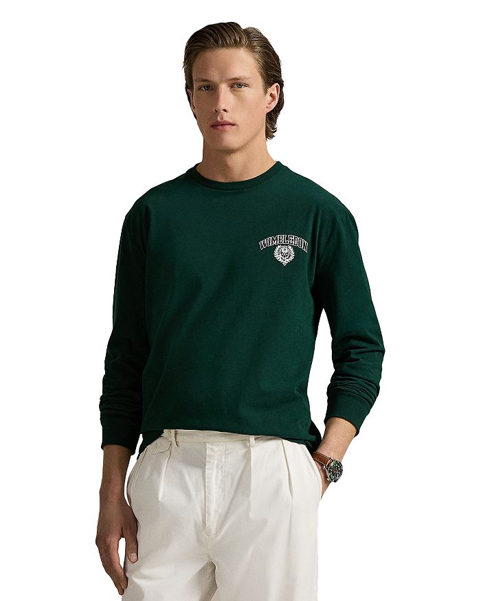 "Wimbledon" Классическая футболка с длинным рукавом и логотипом Polo Ralph Lauren, зеленый 
"Wimbledon" Классическая футболка с длинным рукавом и логотипом Polo Ralph Lauren, зеленый