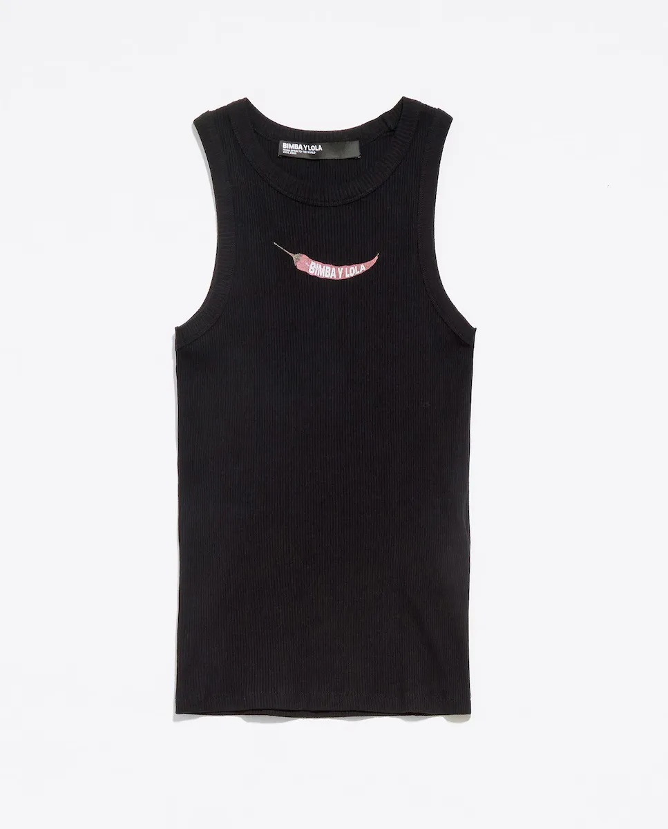 Плотный топ черного цвета с перцем чили Bimba y Lola, черный
Плотный топ черного цвета с перцем чили Bimba y Lola, черный
