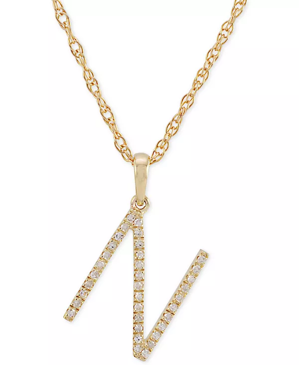 Ожерелье с бриллиантом (1/10 карата) в форме инициала из 10-каратного золота, 16 дюймов + 2-дюймовый удлинитель Macy'S, n
Ожерелье с бриллиантом (1/10 карата) в форме инициала из 10-каратного золота, 16 дюймов + 2-дюймовый удлинитель Macy'S, n