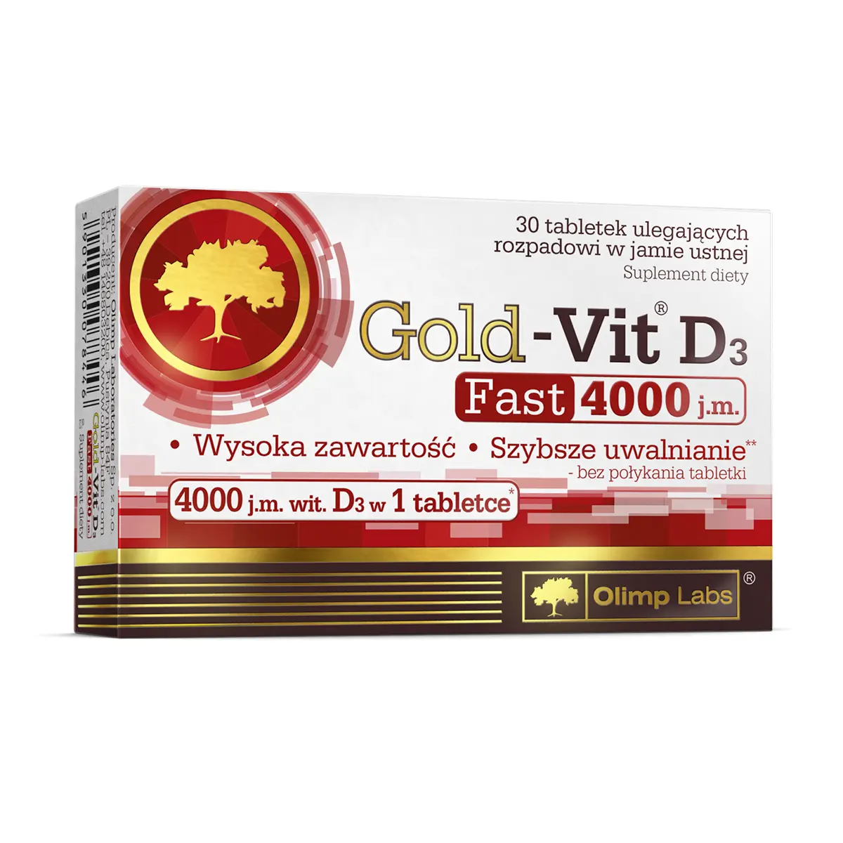 Olimp Gold-Vit D3 Fast Добавка со вкусом яблока, 30 таблеток/1 упаковка