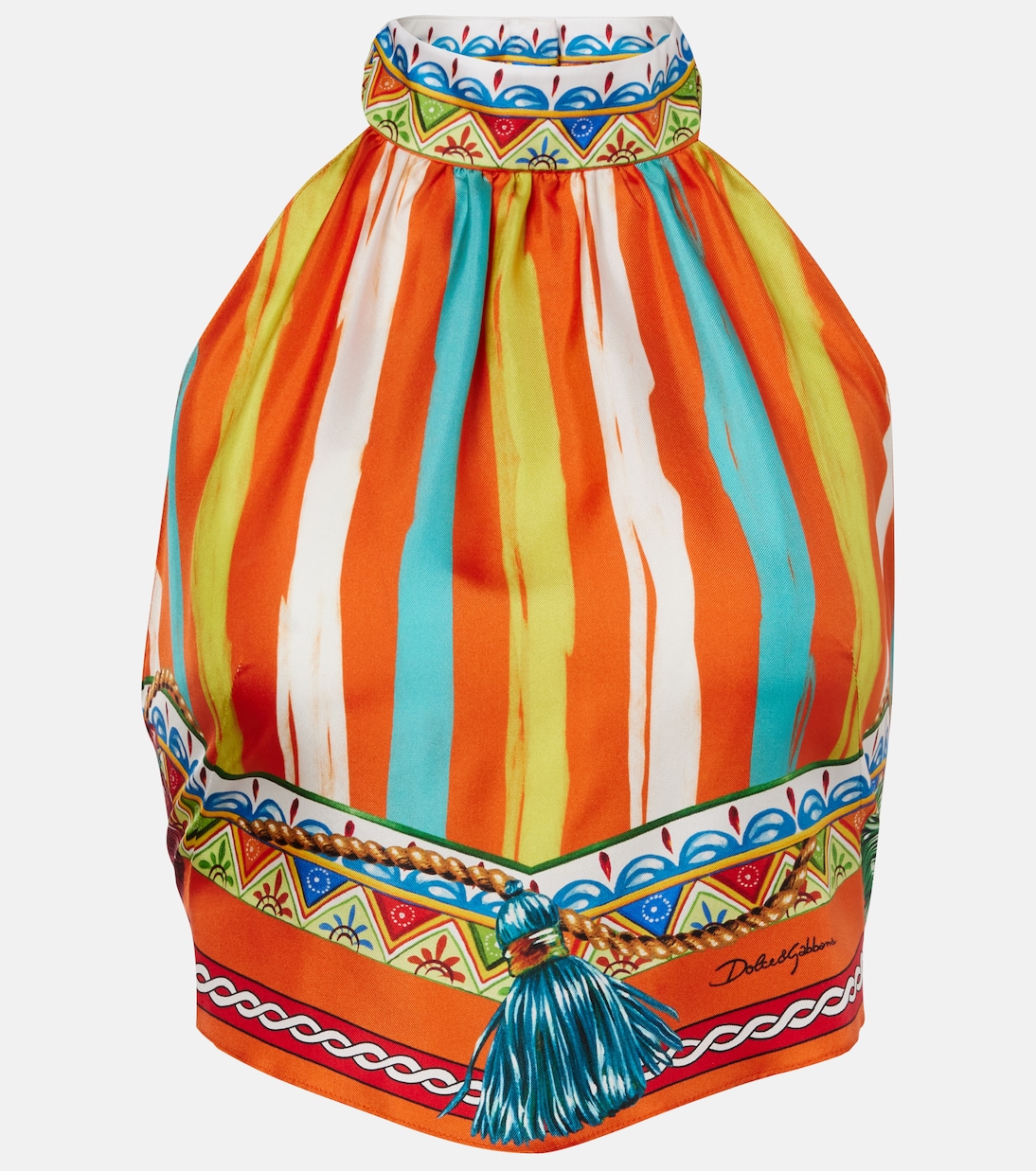 Полосатый топ-халтер из шелка Dolce&Gabbana, разноцветный
Полосатый топ-халтер из шелка Dolce&Gabbana, разноцветный