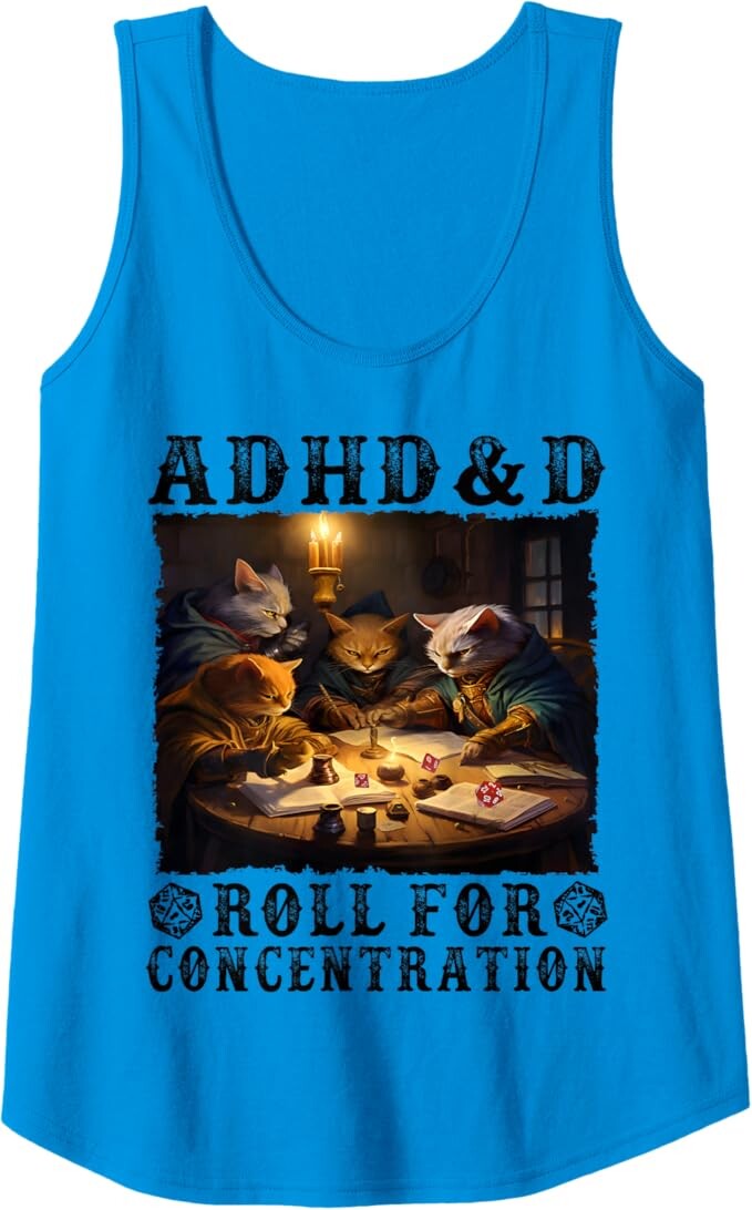 Женский топ Funny Tees Gamer RPG Apparel Cats RPG Gamer Roll For Concentration, синий
Женский топ Funny Tees Gamer RPG Apparel Cats RPG Gamer Roll For Concentration, синий