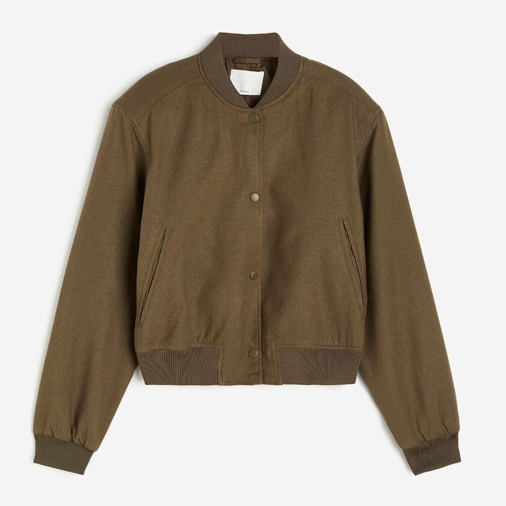 Куртка H&M Linen-blend Bomber, хаки
Куртка H&M Linen-blend Bomber, хаки