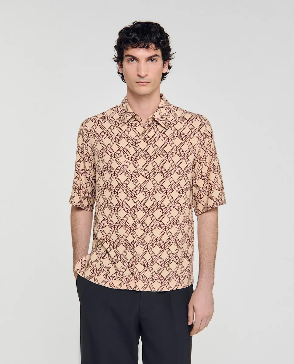 Мужская рубашка свободного кроя с принтом в виде веревки Sandro, бежевый
Мужская рубашка свободного кроя с принтом в виде веревки Sandro, бежевый