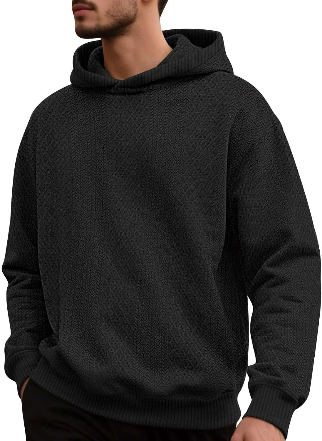 Мужская повседневная худи однотонная с длинным рукавом
Мужская повседневная худи однотонная с длинным рукавом