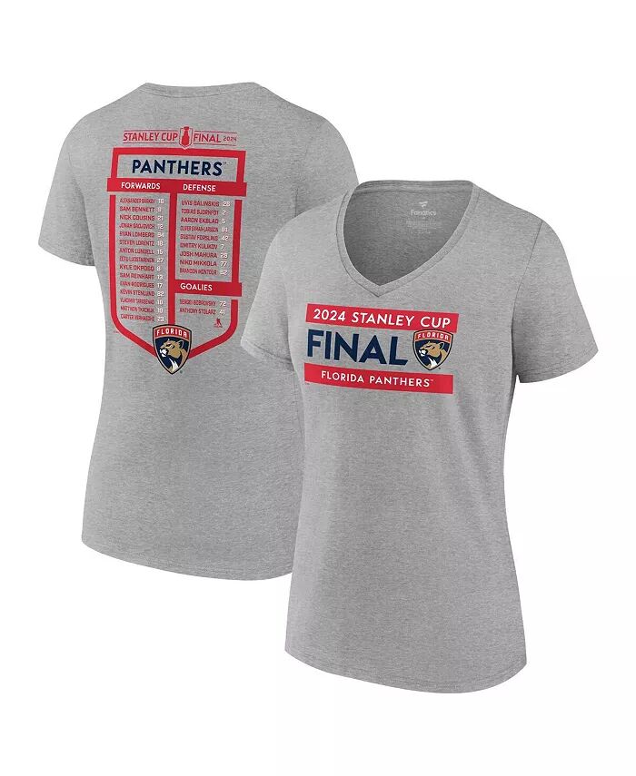 Женская футболка Steel Florida Panthers 2024 Stanley Cup Final Roster с V-образным вырезом Fanatics
Женская футболка Steel Florida Panthers 2024 Stanley Cup Final Roster с V-образным вырезом Fanatics