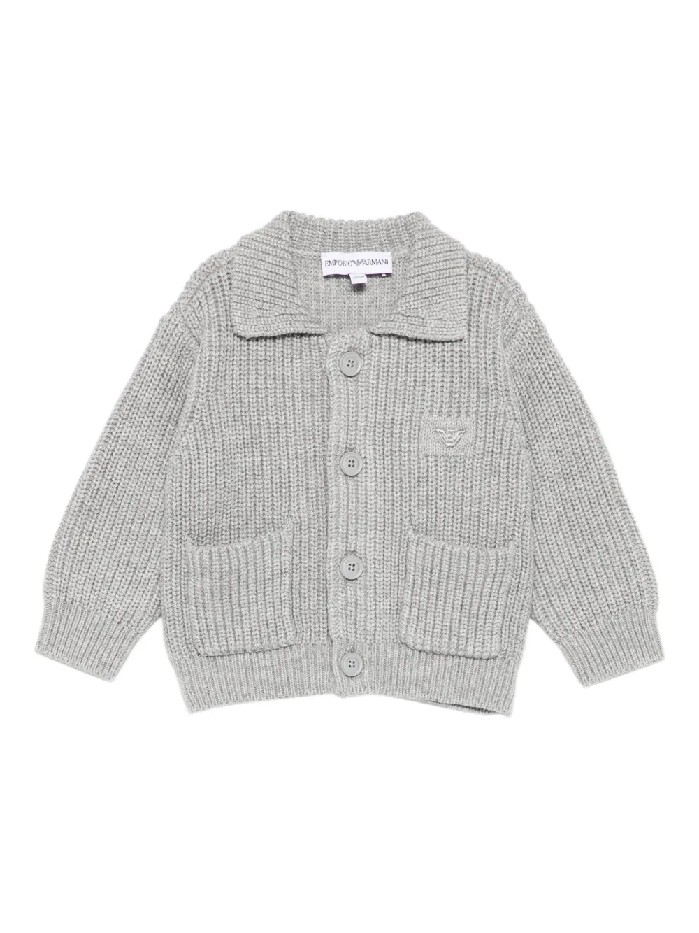 Кардиган в рубчик с накладным карманом Emporio Armani Kids, серый
Кардиган в рубчик с накладным карманом Emporio Armani Kids, серый