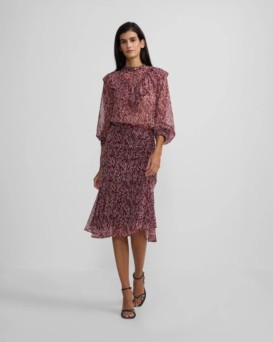 Миди-юбка с анималистичным принтом бордового цвета Silbon
Миди-юбка с анималистичным принтом бордового цвета Silbon