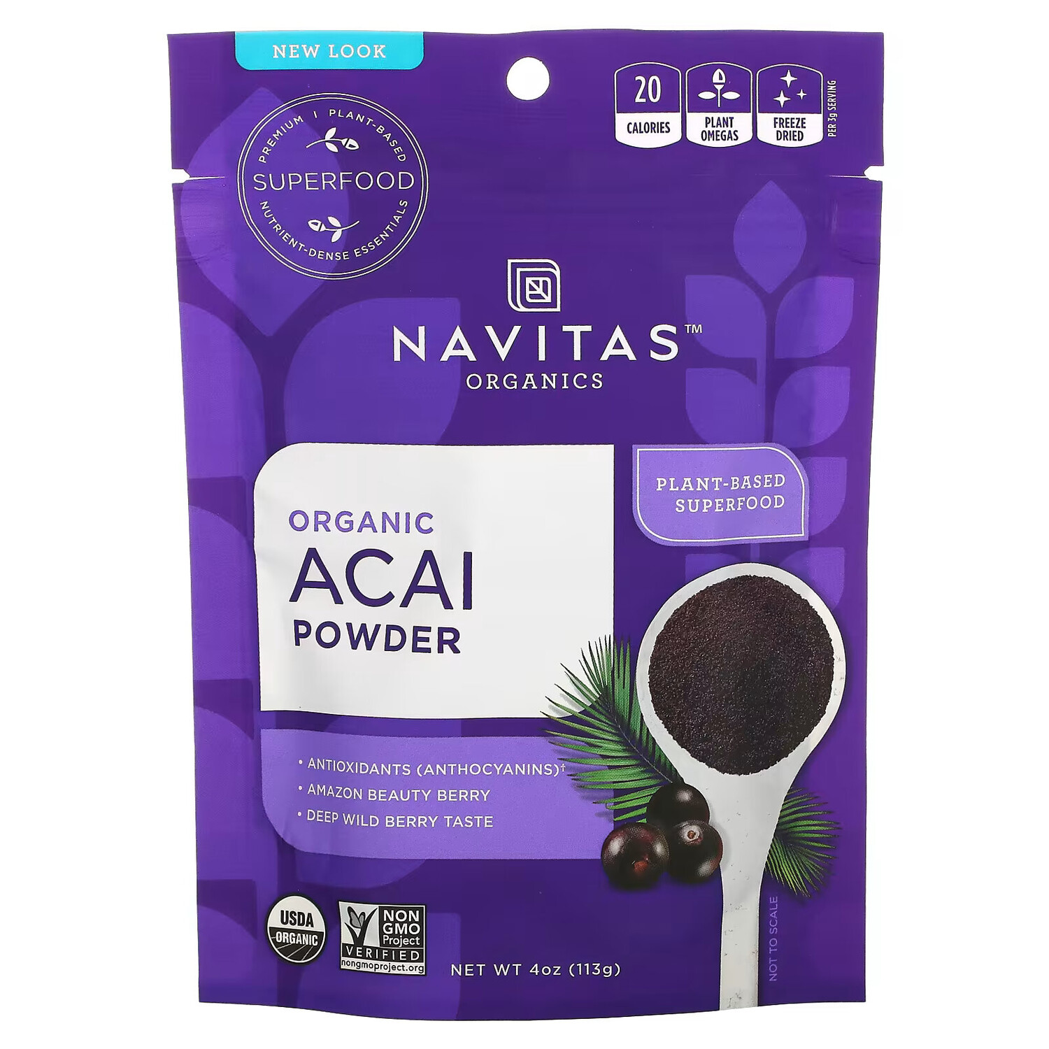 Navitas Organics, Органический порошок асаи, 113 г (4 унции) 
Navitas Organics, Органический порошок асаи, 113 г (4 унции)