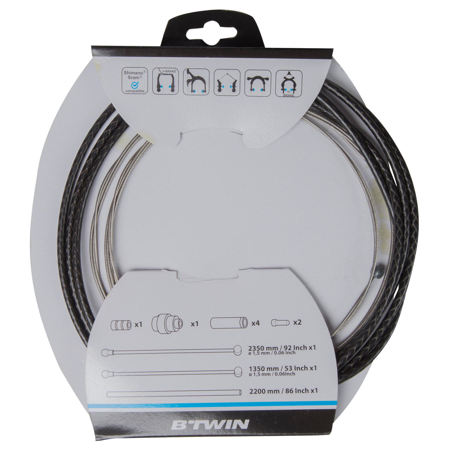 Набор тормозных тросов и рубашек универсальный черно-серый Btwin
Набор тормозных тросов и рубашек универсальный черно-серый Btwin