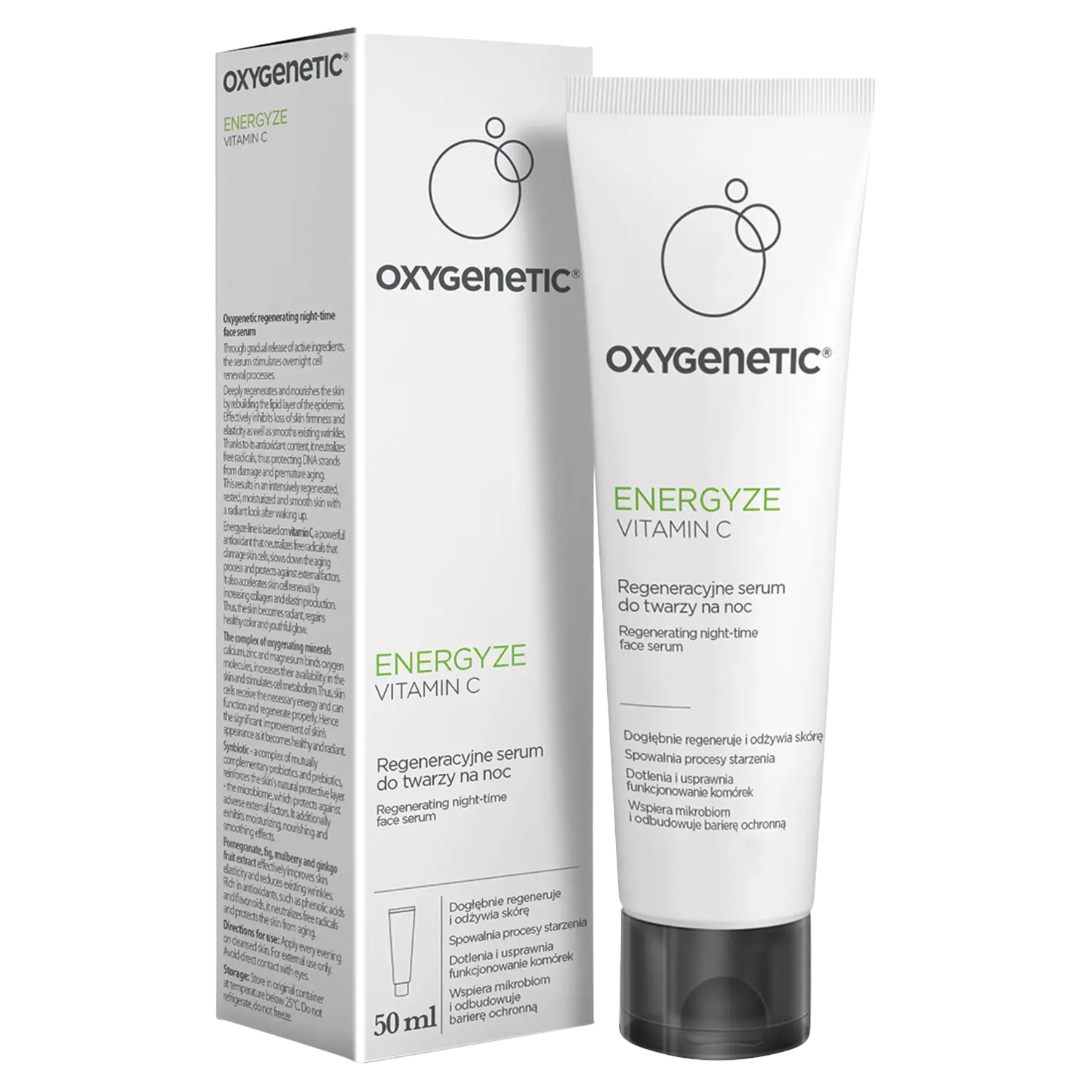 Oxygenetic Energyze Vitamin C Восстанавливающая ночная сыворотка для лица, 50 мл
Oxygenetic Energyze Vitamin C Восстанавливающая ночная сыворотка для лица, 50 мл