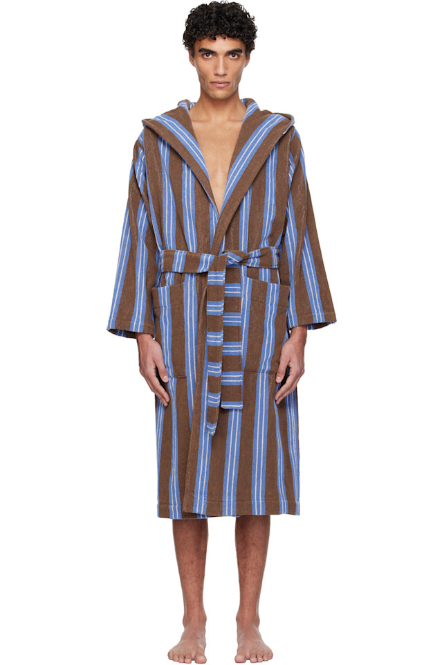 Tekla Халат с капюшоном из махровой ткани коричневого и синего цвета
Tekla Халат с капюшоном из махровой ткани коричневого и синего цвета