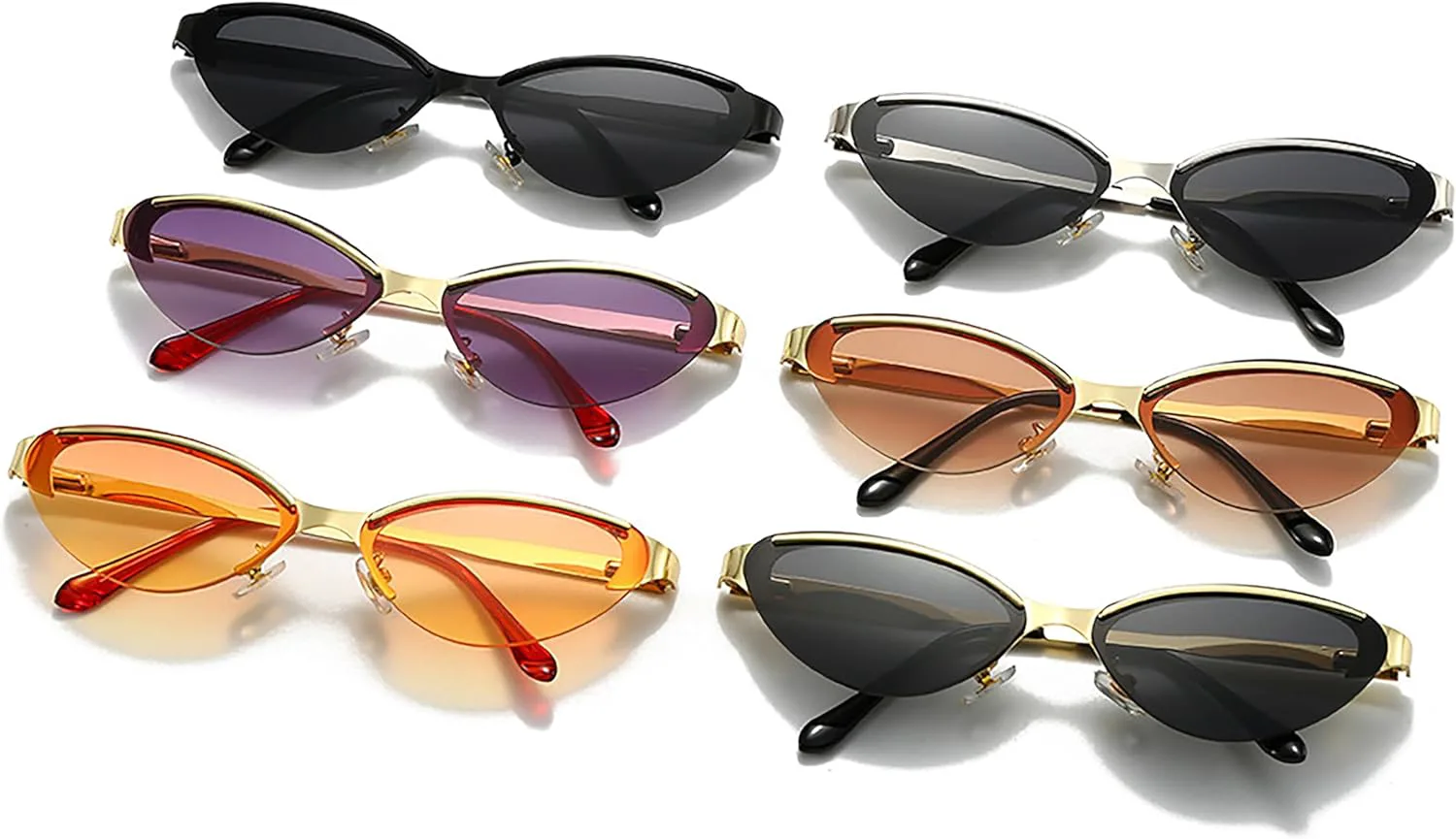 Модные очки в форме «кошачий глаз» с защитой от УФ-излучения, маленькие солнцезащитные очки без оправы, классические металлические оправы для женщин Generic, F
Модные очки в форме «кошачий глаз» с защитой от УФ-излучения, маленькие солнцезащитные очки без оправы, классические металлические оправы для женщин Generic, F