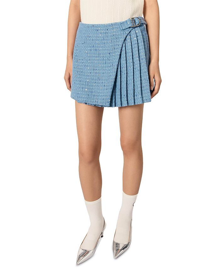 Плиссированная твидовая юбка-шорты Maje, синий
Плиссированная твидовая юбка-шорты Maje, синий