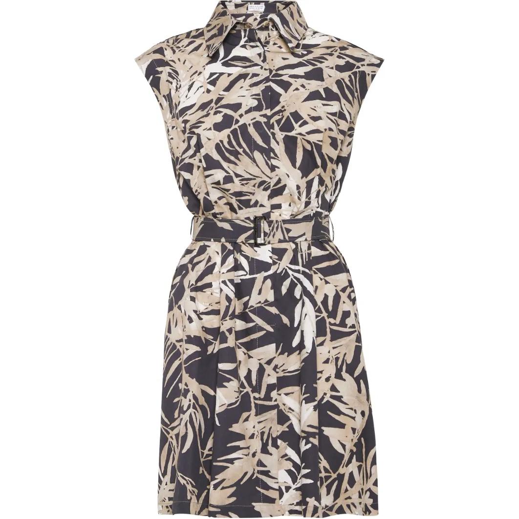 Платье без рукавов из хлопка с принтом листьев Brunello Cucinelli, серый
Платье без рукавов из хлопка с принтом листьев Brunello Cucinelli, серый