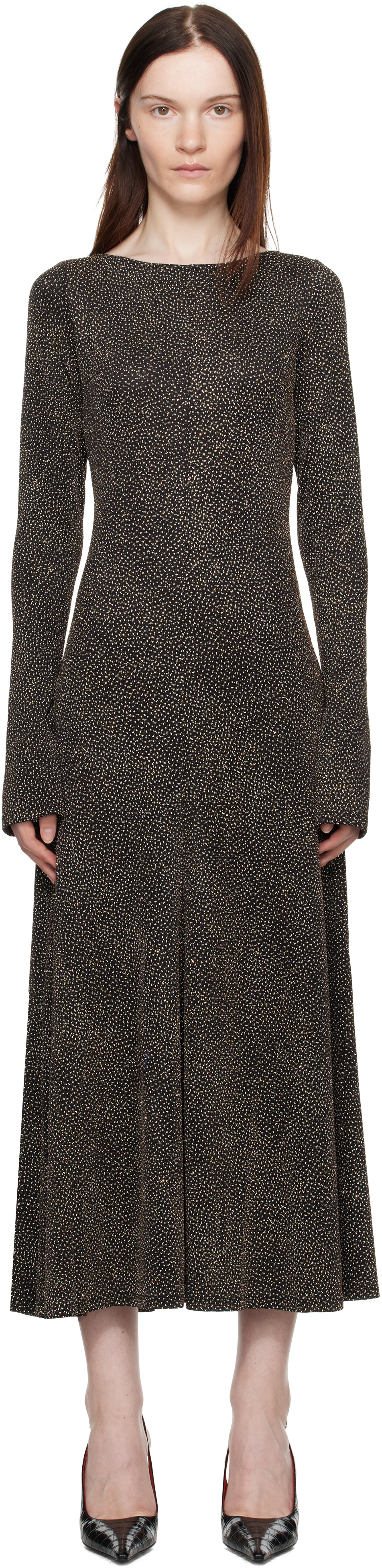 Черно-золотое платье макси Baes с открытой спиной Beaufille
Черно-золотое платье макси Baes с открытой спиной Beaufille