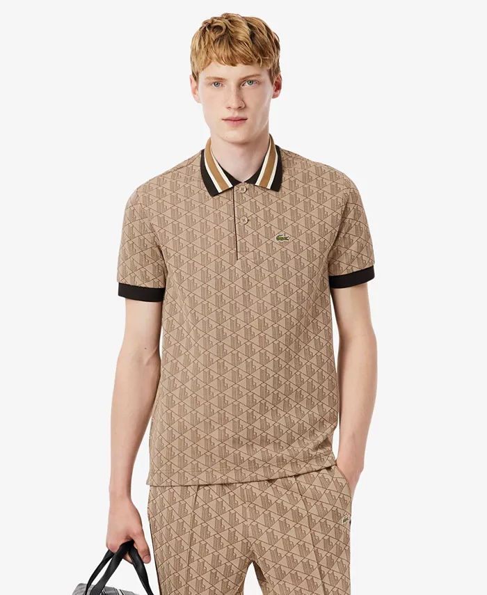 Мужская поло с классическим кроем и жаккардовым монограмменным узором Lacoste, коричневый
Мужская поло с классическим кроем и жаккардовым монограмменным узором Lacoste, коричневый