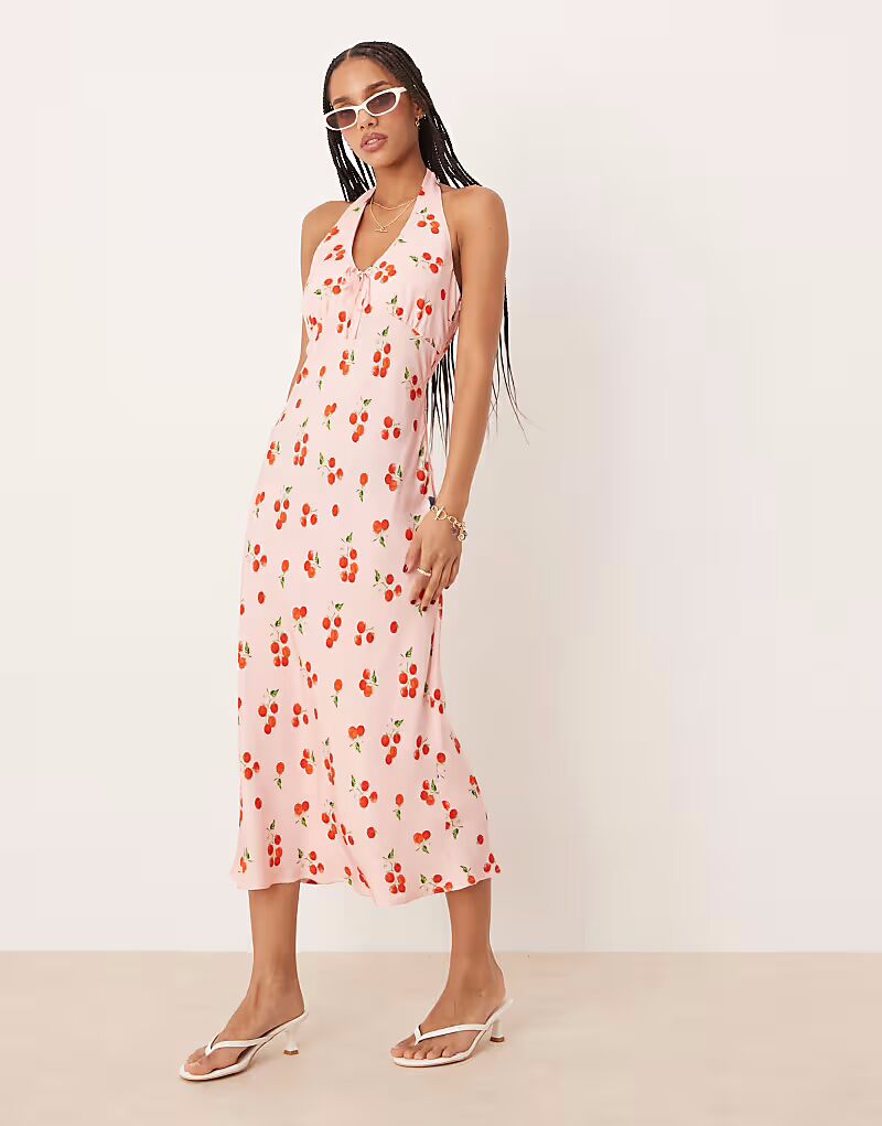 Платье-миди с вырезом халтер от Nobody's Child Lyne с принтом розовых томатов
Платье-миди с вырезом халтер от Nobody's Child Lyne с принтом розовых томатов