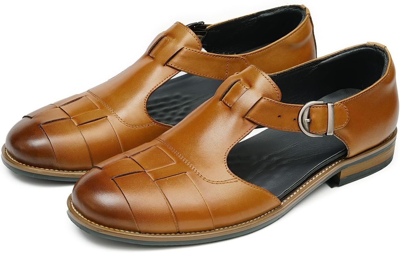 Мужские кожаные босоножки Santimon с пряжкой-аграфой, Летняя обувь в стиле бизнес-кэжуал, Дышащие, удобные с широкими регулируемыми ремешками летние лоферы, коричневый
Мужские кожаные босоножки Santimon с пряжкой-аграфой, Летняя обувь в стиле бизнес-кэжуал, Дышащие, удобные с широкими регулируемыми ремешками летние лоферы, коричневый