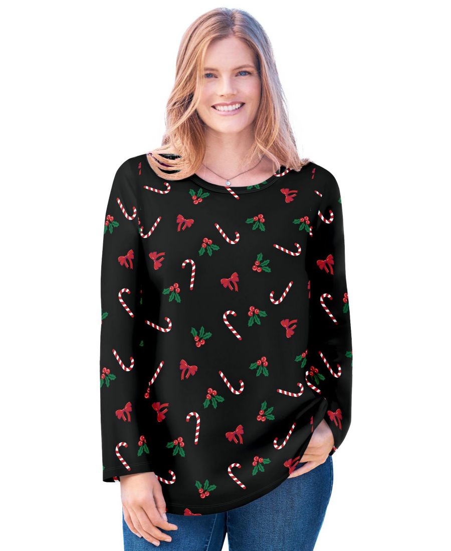 Футболка с длинными рукавами и круглым вырезом, идеально подходящая для полных женщин Woman Within, Black mistletoe, Черный, Футболка с длинными рукавами и круглым вырезом, идеально подходящая для полных женщин Woman Within, Black mistletoe
Футболка с длинными рукавами и круглым вырезом, идеально подходящая для полных женщин Woman Within, Black mistletoe, Черный, Футболка с длинными рукавами и круглым вырезом, идеально подходящая для полных женщин Woman Within, Black mistletoe