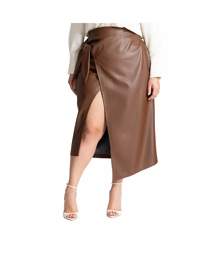 Женская юбка миди из искусственной кожи с запахом спереди ELOQUII, коричневый
Женская юбка миди из искусственной кожи с запахом спереди ELOQUII, коричневый