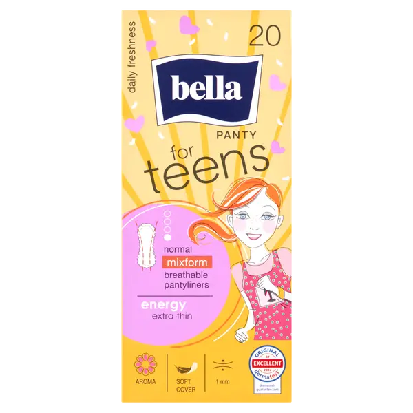 Ежедневные прокладки Energy, 20 шт./1 упаковка. Bella For teens
Ежедневные прокладки Energy, 20 шт./1 упаковка. Bella For teens