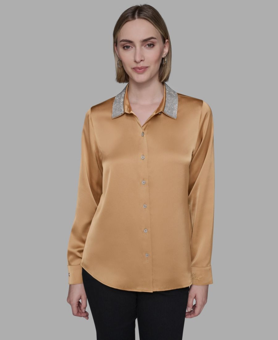 Женская рубашка с воротником KARL LAGERFELD PARIS, Liquid Gold
Женская рубашка с воротником KARL LAGERFELD PARIS, Liquid Gold