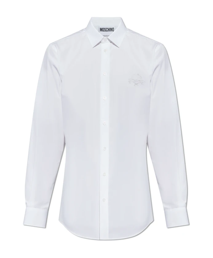 Хлопковая рубашка с вышитым логотипом Moschino, белый
Хлопковая рубашка с вышитым логотипом Moschino, белый