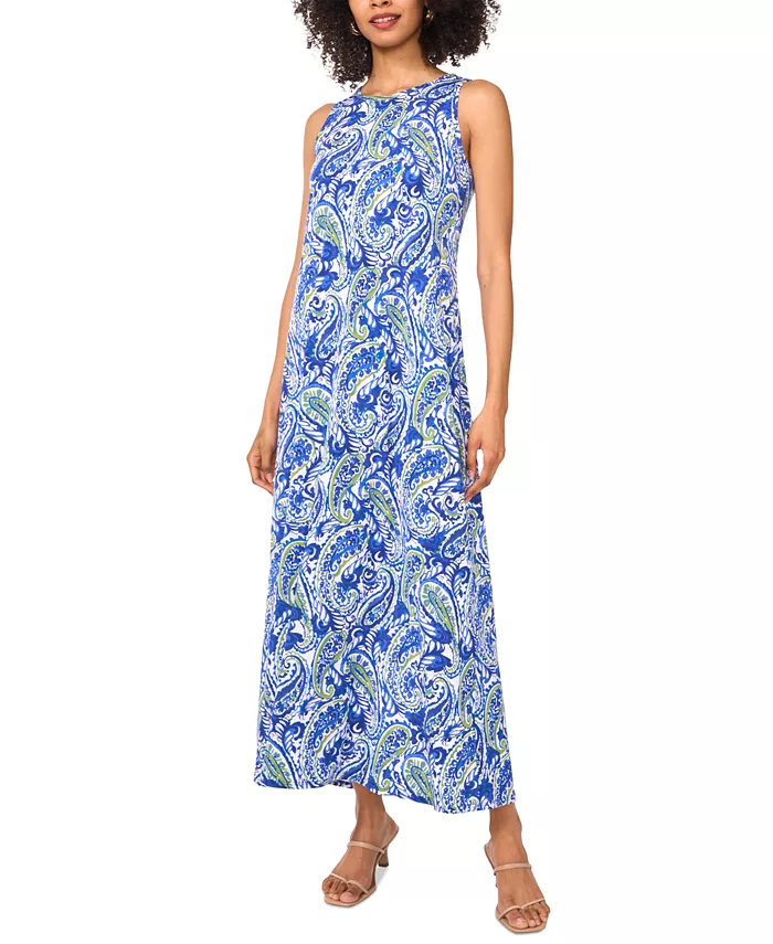 Женское макси-платье без рукавов с вырезом на спине и принтом "пейсли" Vince Camuto, синий 
Женское макси-платье без рукавов с вырезом на спине и принтом "пейсли" Vince Camuto, синий