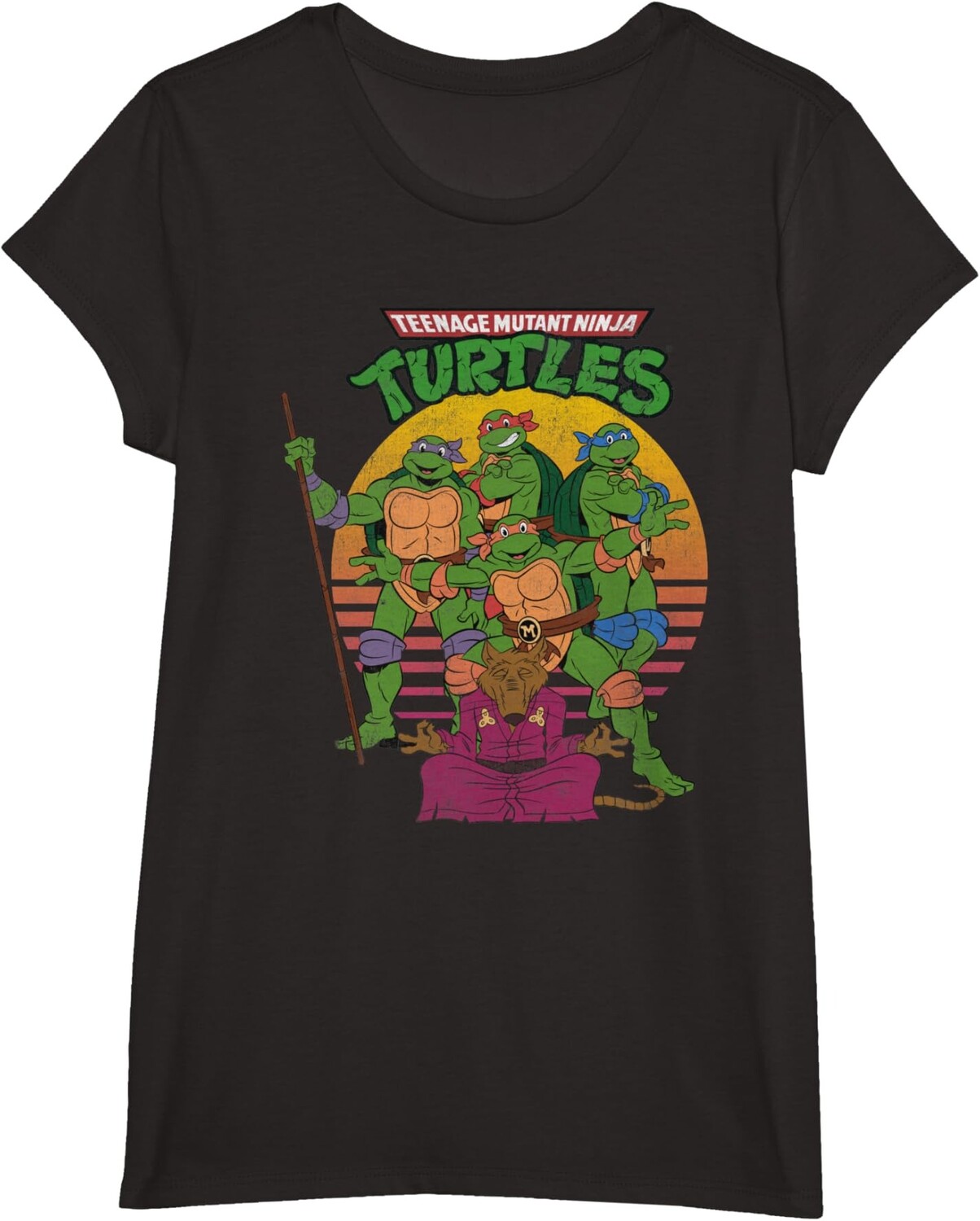 Детская футболка для девочек Teenage Mutant Ninja Turtles Retro Sun Group, черный 
Детская футболка для девочек Teenage Mutant Ninja Turtles Retro Sun Group, черный