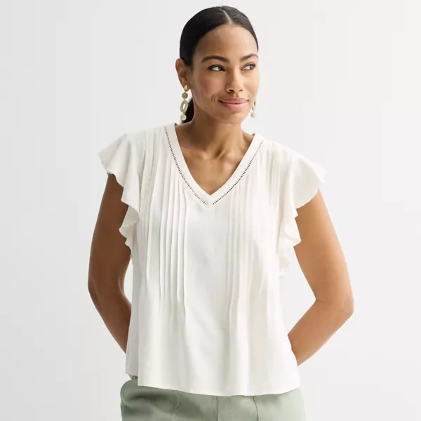 Женский топ с плиссированными рукавами-крылышками Sonoma Goods For Life, белый
Женский топ с плиссированными рукавами-крылышками Sonoma Goods For Life, белый