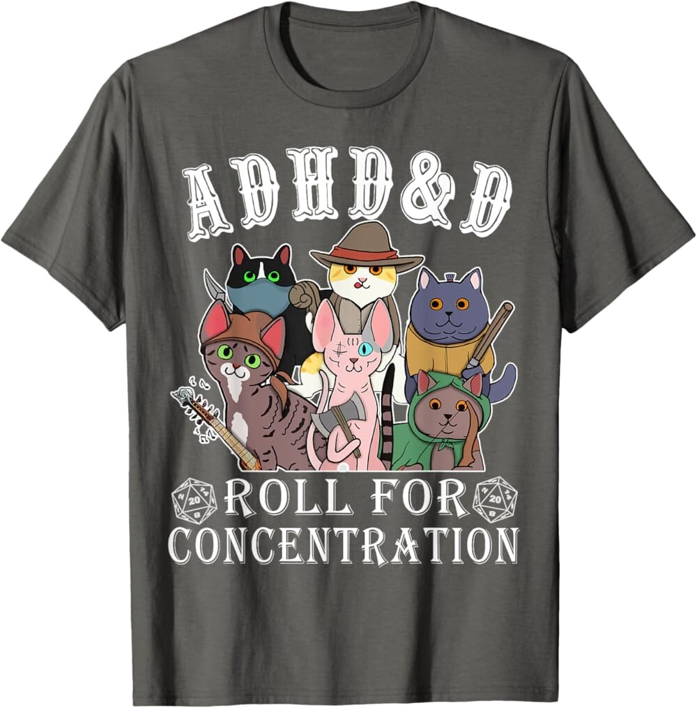 Мужская футболка Funny Tees Gamer RPG Apparel Cats RPG Gamer Roll For Concentration D20 Dice Nerdy, темно-серый
Мужская футболка Funny Tees Gamer RPG Apparel Cats RPG Gamer Roll For Concentration D20 Dice Nerdy, темно-серый