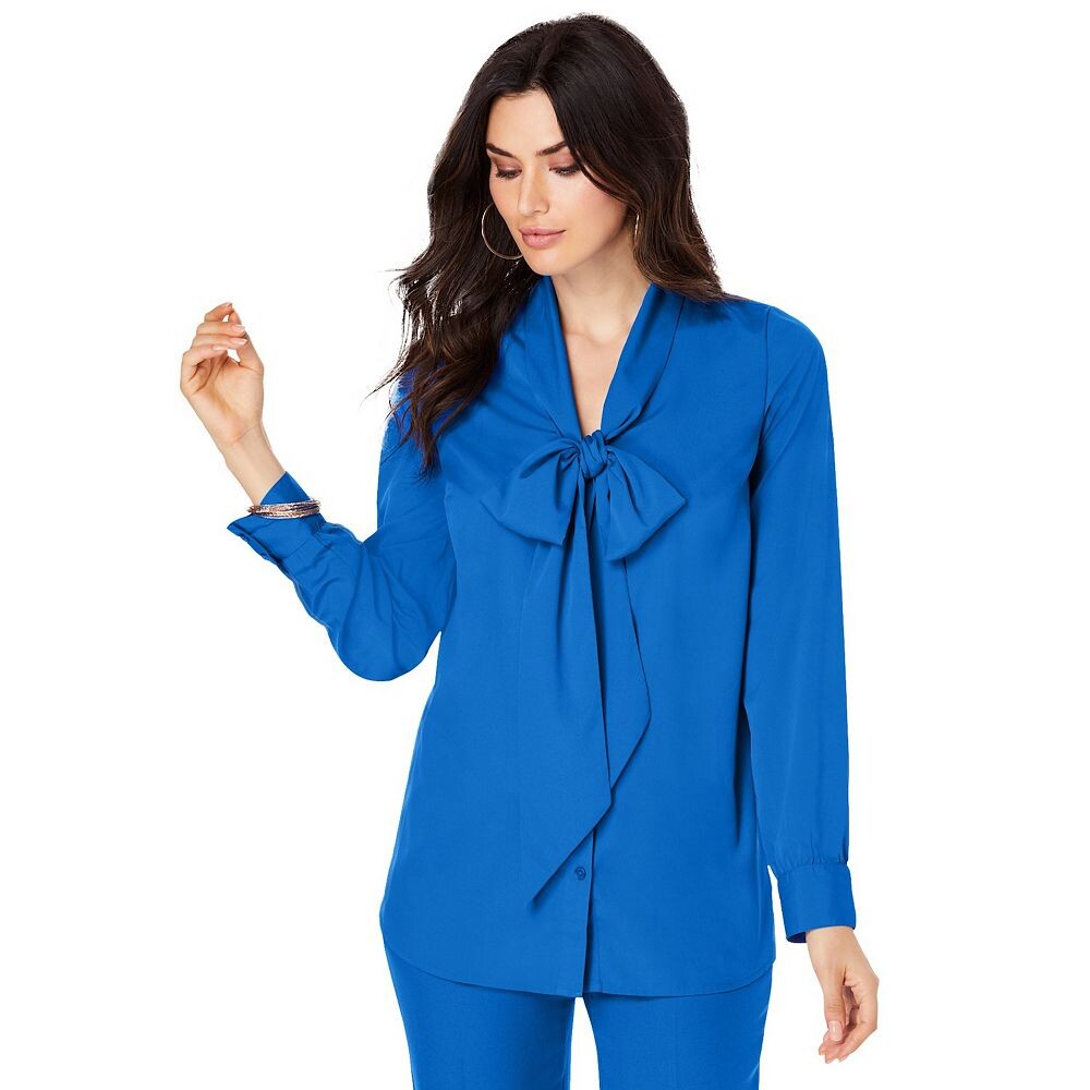 Женская блузка больших размеров с длинными рукавами и бантом Roaman's, цвет Vivid Blue
Женская блузка больших размеров с длинными рукавами и бантом Roaman's, цвет Vivid Blue