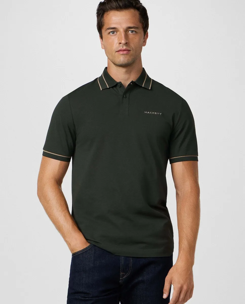 Мужская футболка поло с коротким рукавом, классическая посадка с отделкой Hackett, хаки
Мужская футболка поло с коротким рукавом, классическая посадка с отделкой Hackett, хаки